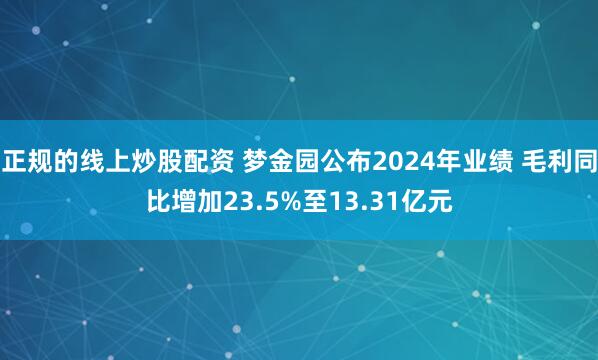 正规的线上炒股配资 梦金园公布2024年业绩 毛利同比增加23.5%至13.31亿元