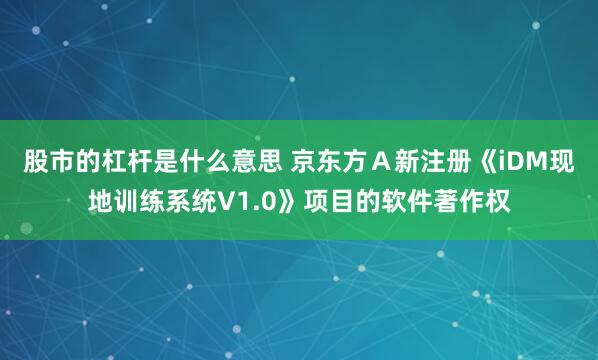 股市的杠杆是什么意思 京东方Ａ新注册《iDM现地训练系统V1.0》项目的软件著作权
