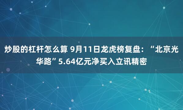 炒股的杠杆怎么算 9月11日龙虎榜复盘：“北京光华路”5.64亿元净买入立讯精密
