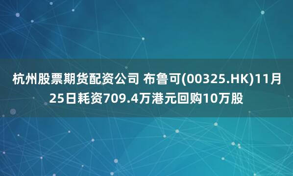 杭州股票期货配资公司 布鲁可(00325.HK)11月25日耗资709.4万港元回购10万股